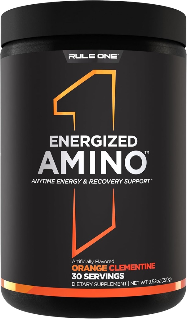 Regla 1 Amino Energizado: En cualquier momento de energía y recuperación Soporte con BCAAs, Glutamina, Citrullina, Beta Alanine y Caffeine de extractos de hoja de café verde (30 Servimientos, Clementina de naranja)