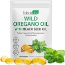 Óleo de Oregano Softgels, 120 Conde Oregano Cápsulas de aceite, 165mg Carvacrol, 2 en 1 Fórmido aceite de orégano con aceite de semilla Negro 200mg, Oregano Suplemento de aceite Cápsulas