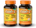 American Health Ester-C 500 mg con Citrus Bioflavonoids - 120 Capsules (Pack of 2) - 24-Hour Immune Support - Non-GMO, Gluten Free - 120 Total Servings