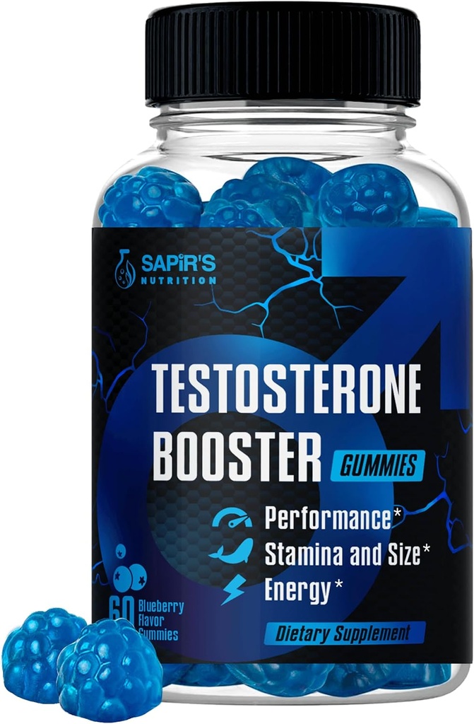 Testosterone Booster Gummies, Male Enhancing Supplement, Add 2 in " Enlargement Gummies for Men , Male Enhancement Chews Energy, Strength, Stamina, Endurance, Performance, Natural Blue Berry Chews