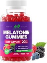 Melatonin 20mg Gummies for Adults (120 Count) - Maximum Strength Sleep Aid con 10 mg de Melatonin Per Gummy - Gluten-Free, Non-GMO, Vegetarian, Great Tasting Mixed Berry Flavor - 60 Servings