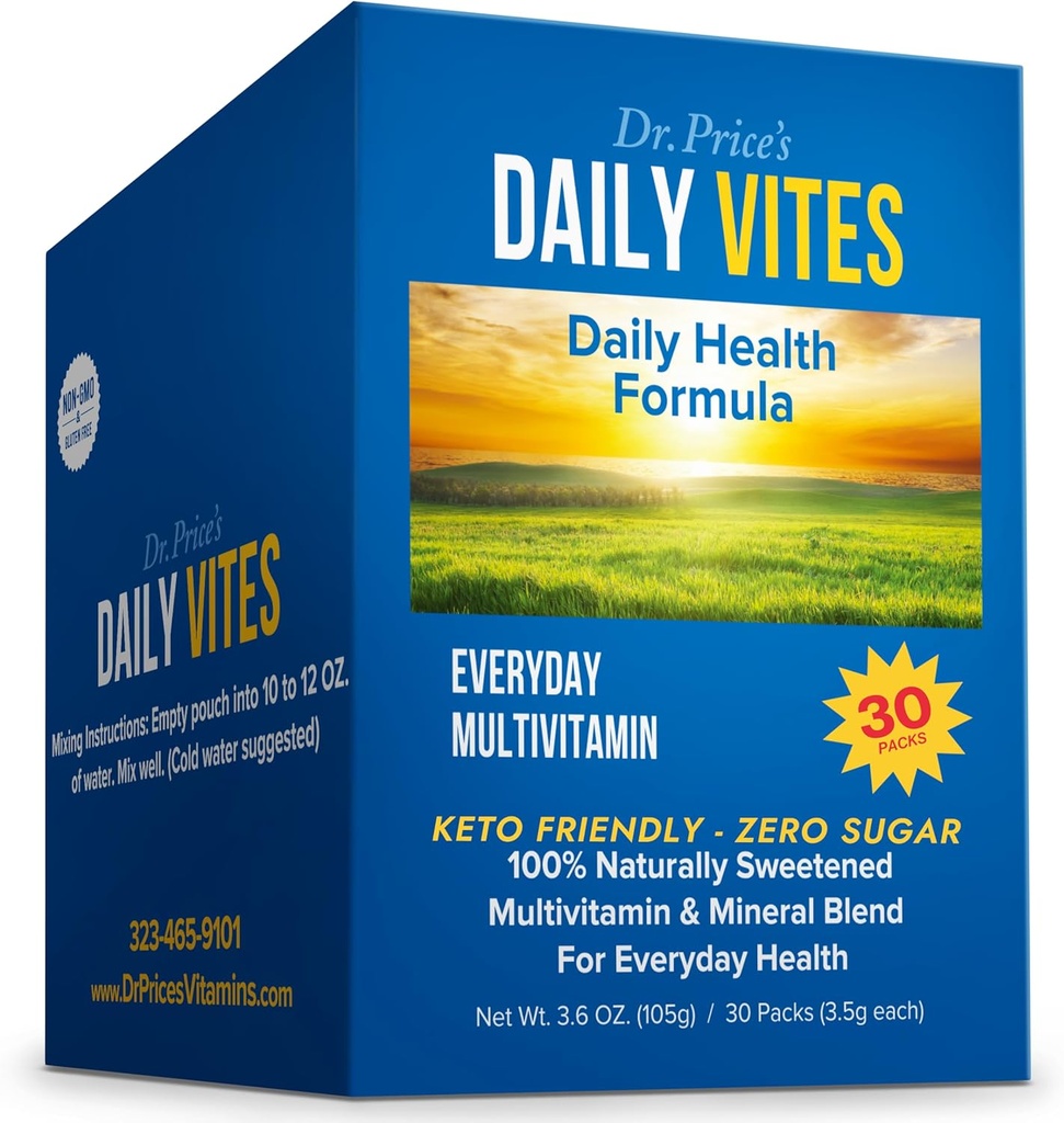 Dr. Price's Vitamins Multivitamínico para Mujeres y Hombres - Suplemento Powder Packs - 30 Packets - B Complex Vitamin Supplement - Daily Vites - Minerals for Water - No Sugar, Non GMO, Gluten Free Drink Mix