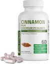 Bronson Cinnamon Plus Chromium Picolinate Suplemento, High Potency Chromium, Non-GMO, 60 cápsulas vegetarianas