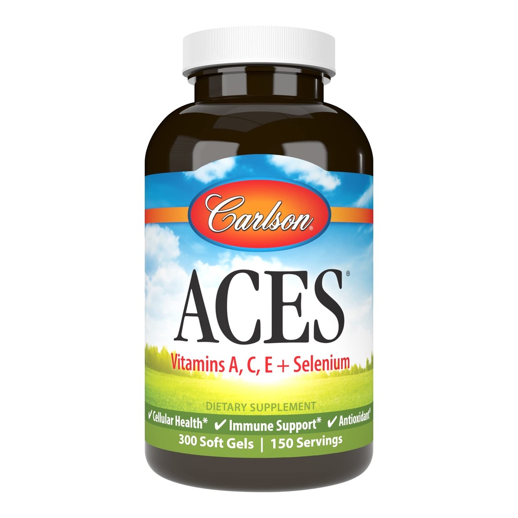 Carlson - ACES, Vitaminas A, C, E + Selenium, Celular Health & Immune Support, Antioxidante, 300 Softgels