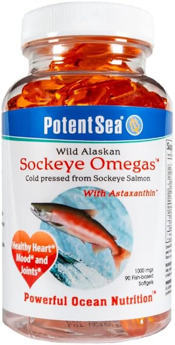 Wild Alaskan Sockeye Omegas Salmón Fish Oil Suplemento, Omega-3 EPA y DHA, Easy Digestion, Cold Pressed, 90 Softgel