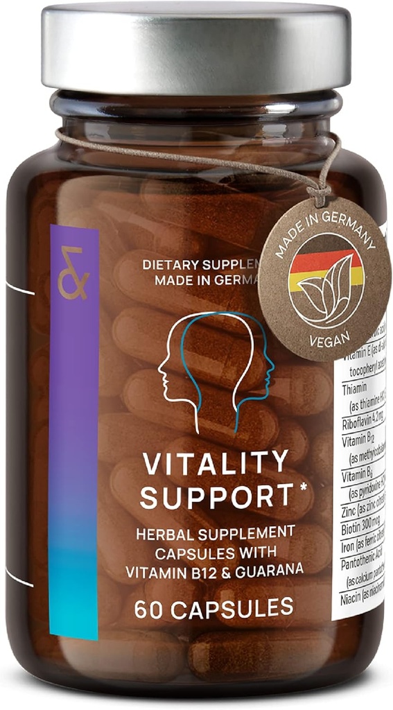 CLAV® N°3 Vitality Support - Vegan Multivitamin - Energy & Focus Supplement - Vitamina B Complex - Guarana, Ginseng, Ginkgo Extract - 60 cápsulas - 1 mes