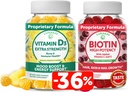Lunakai Biotina y vitamina D3 Gummies Bundle - Peluquería y uñas Crecimiento Gummies con vitamina C y E - Inmunidad, Bone y Mood Apoyo Suplemento - 30 días Suministro