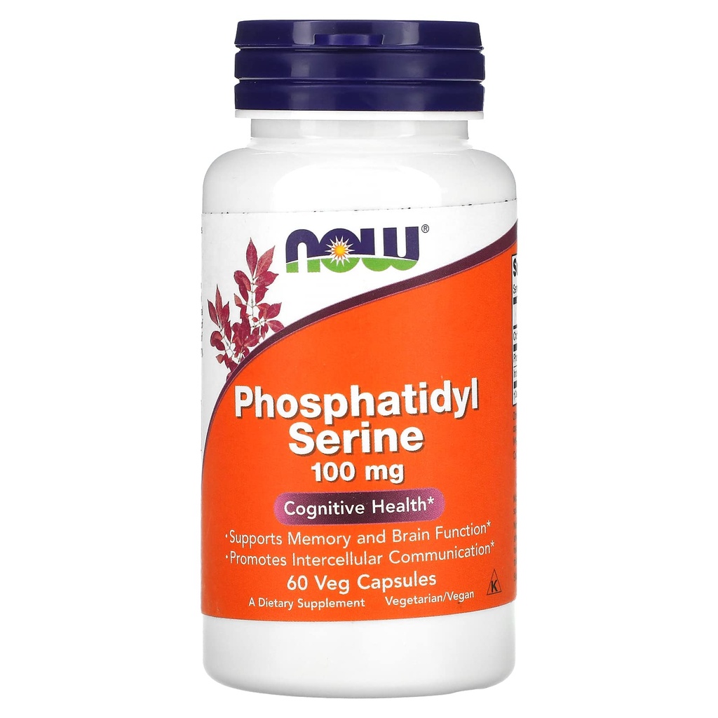 AHORA Suplementos de alimentos, Phosphatidyl Serine 100 mg con compuesto fosfolípido derivado de Soy Lecithin, 60 cápsulas de verduras