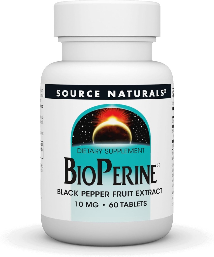 Fuente Naturals BioPerine, Black Pepper Fruit Extract - Promueve la absorción Nutriente* - 60 Tablets