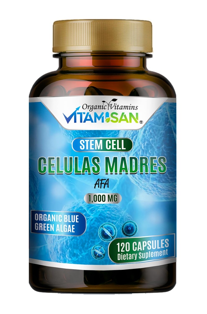 Celulas Madres AFA Stem Natural Cell 120 Capsules 1000 mg Blue Green Algae Non GMO Gluten Free Aphanizomenon Flos-aquae celula Madre suplement
