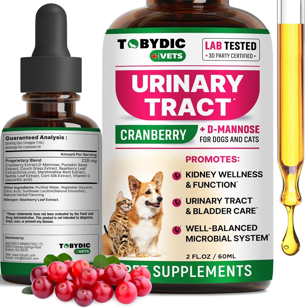 Cat & Dog Natural UTI Medicine & Urinary Tratamiento de la infección con arándano - Riñón + Suplemento de Apoyo a la Vejiga - Mejor prevención de la incontinencia de orina " Piedras de la vejiga - Pet Renal Health