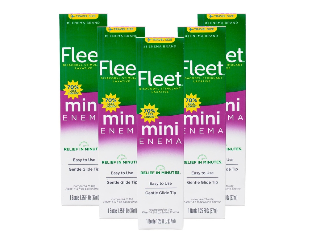 Fleet Bisacodyl Enema, Ready To Use - 1.25 Oz (Pack of 5)
