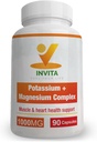 Complejo de magnesio de Potasio de Invitación 1000 MG para soporte de musculoso I (90 cápsulas) - Potasio de alta absorción Aspartato con óxido de magnesio Gluconato de glucocinato