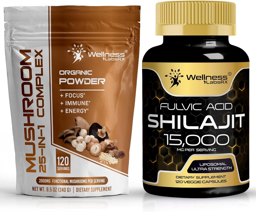 Mushroom Powder 2000mg - Shilajit Pure Himalayan 15,000mg Capsules