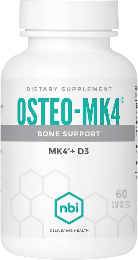 Osteo-MK4 Bone Support ← Vitamina D & K Complex ← 45mg Vitamina K2 (MK4) para la salud de huesos fuertes " Función de vida 60ct Veggie Capsules