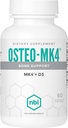 Osteo-MK4 Bone Support ← Vitamina D & K Complex ← 45mg Vitamina K2 (MK4) para la salud de huesos fuertes " Función de vida 60ct Veggie Capsules