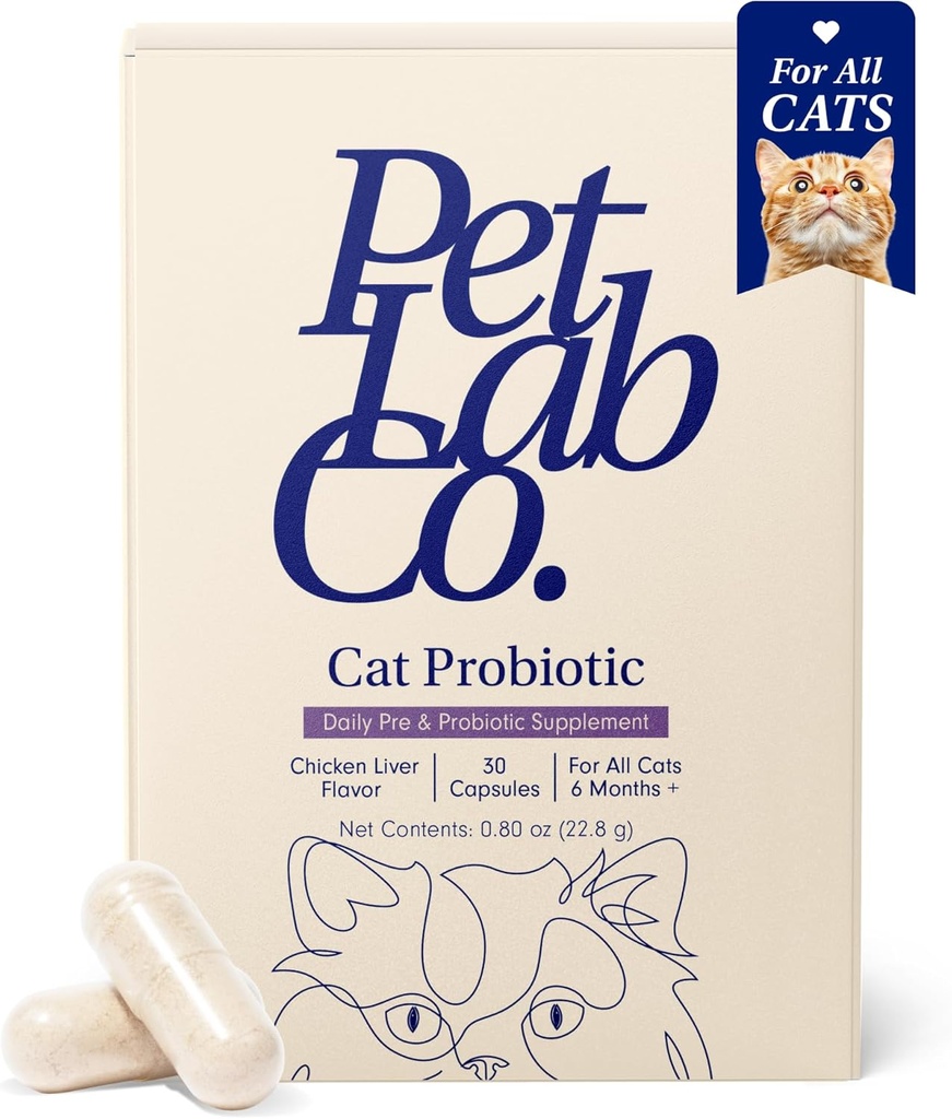 PetLab Co. Probióticos para gatos, Asistencia Gut Health, Diarrea Ocasional, Salud Digestiva & Apoyo Inmunitario - Fácil de Usar - 30 Cuenta