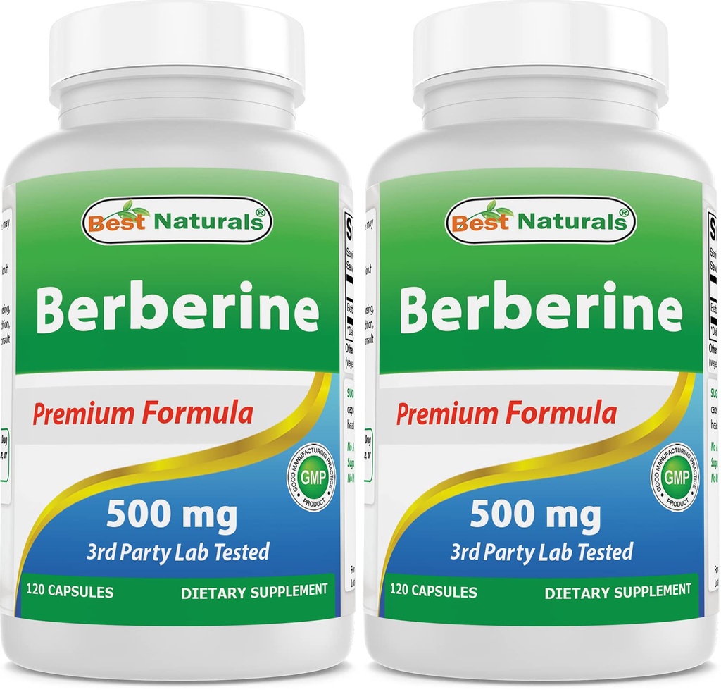 Mejores Naturales Berberina 500mg 120 Capsules - Soporta Función Inmunitaria, Función Cardiovascular & Gastrointestinal (120 Cuenta (Pack of 2))