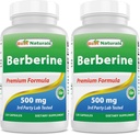 Mejores Naturales Berberina 500mg 120 Capsules - Soporta Función Inmunitaria, Función Cardiovascular & Gastrointestinal (120 Cuenta (Pack of 2))