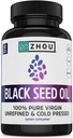 Zhou Black Seed Oil Capsules - Black Cumin Seed Oil Cold Presionado, Nigella Sativa, Pure Unrefined Blackseed, Suplemento Premium para la Salud, Hair & Skin w/ Thymoquinone - 60 cápsulas (Pack of 1)