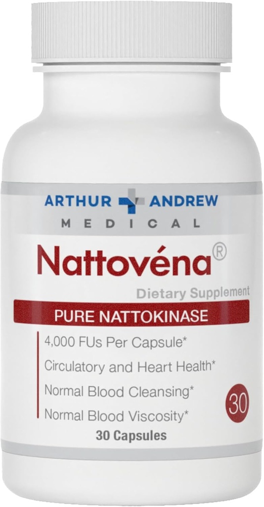 [BRSWIFACC5YAYEDK] Arthur Andrew Medical - Nattovena, Nattokinase puro, Circulatorio y Salud del Corazón, Vegan, No GMO, 30 cápsulas
