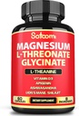 Satoomi 8in1 Magnesium L-Threonate y Glycinate - Plus Ashwagandha, L-Theanine, Lions Mane Vitamin D3 y Más - Apoya la Salud del Cerebro & Memory - 60 Cuenta