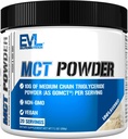 Evlution Nutrition MCT Powder - Keto Suplemento - MCT Pólvora de aceite - 10G Triglicéridos de cadena media - Bebida de energía corporal - Suplemento ácido graso - Vegano " No GMO - 20 Servings - Desarrollado