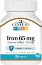 21st Century Iron 65 Mg Ferrous Sulfate 325 Mg Tablets, 120 Cuenta (Pack of 2)