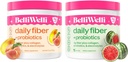 Suplemento de fibra diaria Bundle con Collagen, Probiotics & Electrolytes – Peach Mango & Watermelon Flavors – Apoya la digestión, Gut Balance, Debloating – 32 Servimientos Total