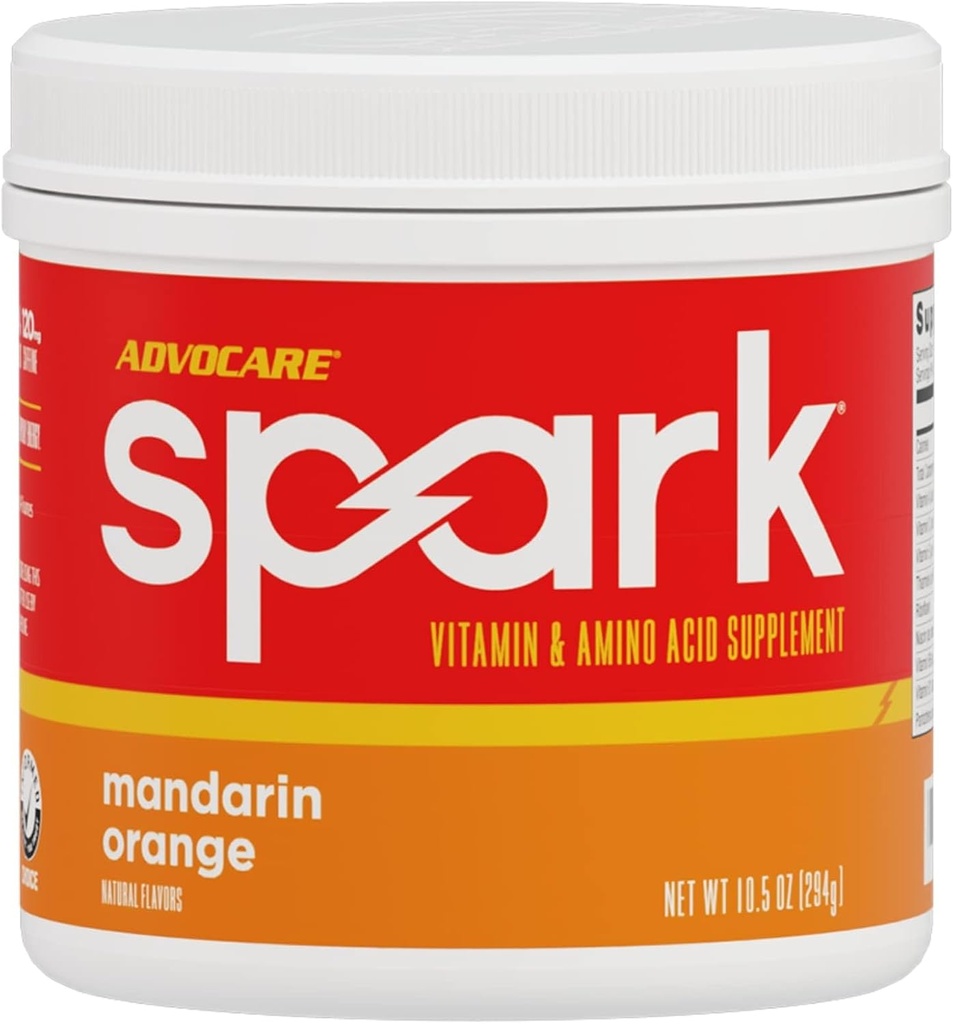 AdvoCare Spark Vitamina " Suplemento Aminoácidos - Focus " Energy Drink Powder Mix with Vitamin A, B-6, C " E - También incluye L-Carnitine " L-Tyrosine - Mandarin Orange - 10,5 oz