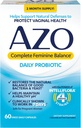 AZO Equilibrio Femenino completo Probióticos diarios para mujeres, clínicamente probados para ayudar a proteger la salud vaginal, ayuda a equilibrar pH y levadura, no GMO, 60 cuenta