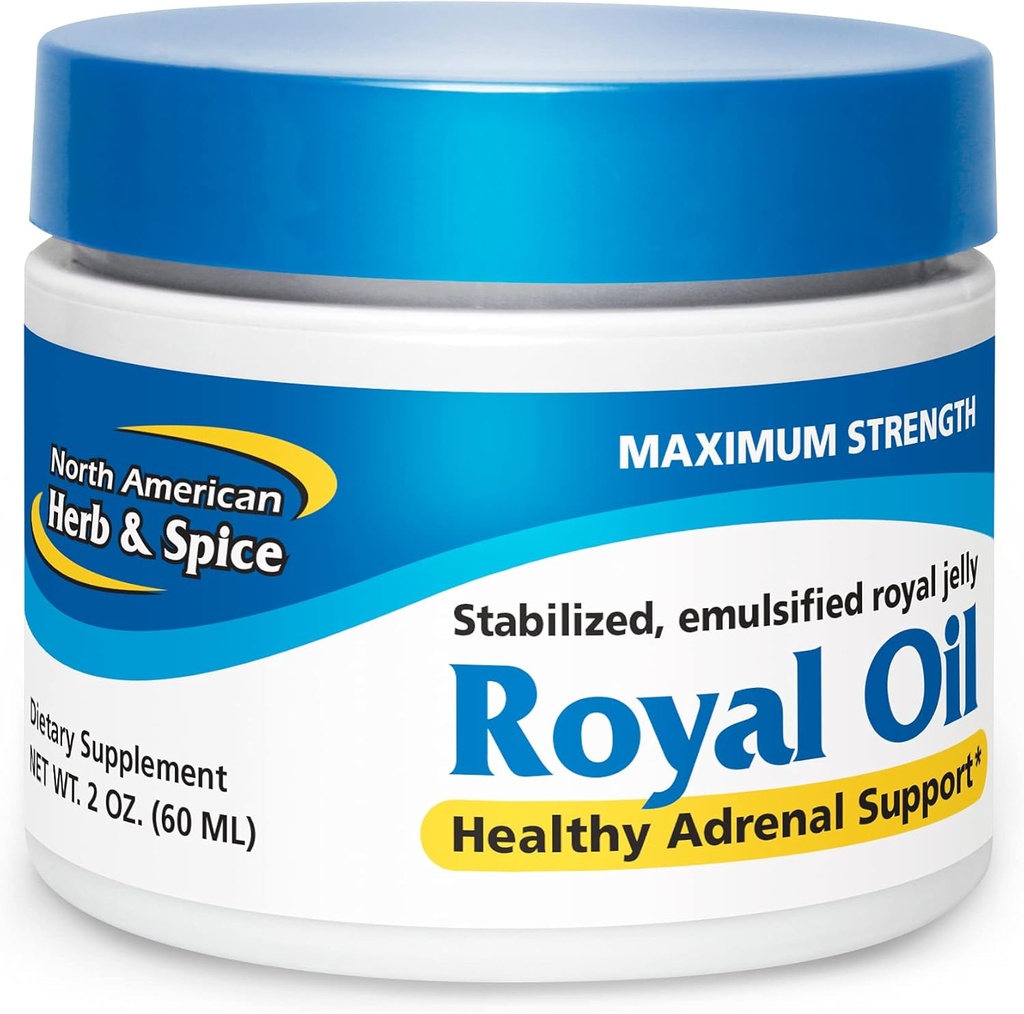 North American Herb & Spice Royal Oil - 2 fl. oz. - Raw Royal Jelly - Healthy Adrenal Support, Fights Stress - High in 10-HDA & B Vitaminas - Non-GMO - 20 servicios