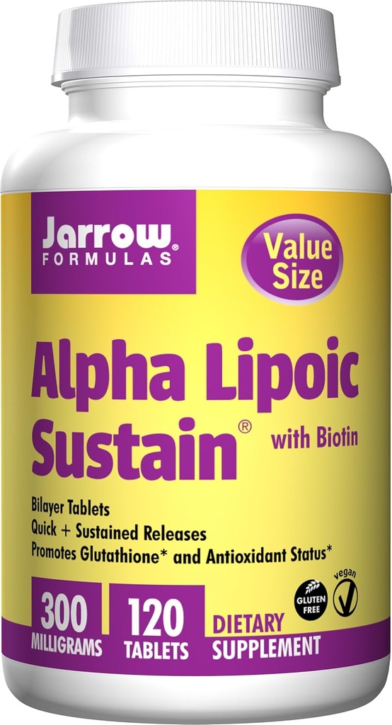 Jarrow Formulas Alpha Lipoic Sustain 300, Tamaño de valor, 300 Mg, 120 Tablas de suspensión ( 3-Pack)