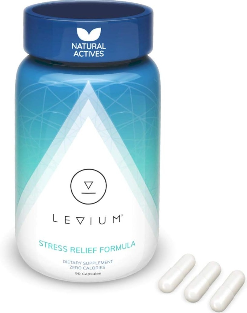 Levium Maximum Strength Stress Relief Supplement TEN Calm and Mood Support Supplement with KSM-66 Ashwagandha, GABA, L-Theanine, Magnesium ← 90 Capsules, 30 Day Supply