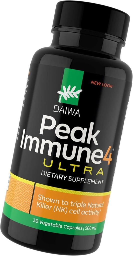 Daiwa PeakImmune4 Natural Immune Support Suplemento con RBAC Bran Rice y Mycelia Extracto de Shiitake Mushrooms - Ultra Fuerza