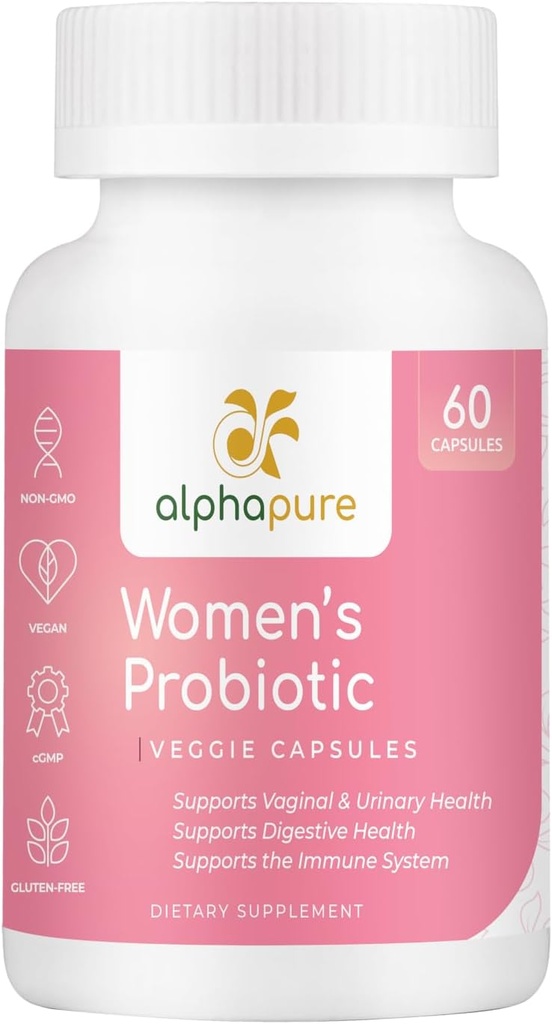 Probióticos de mujeres 60 cápsulas de verduras con prebióticos - 50 millones de UF, 14 Strains for Digestive Health - Cranberry and D-Mannose for Urinary Tract Health - Once Daily
