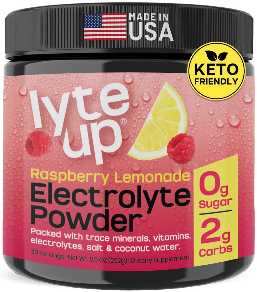 Nutriana Keto Electrolytes Powder No Sugar - Zero Carb & Zero Calorie Electrolyte Drink Mix - Sugar Electrolytes Libres para Hidratación Polvo - Ayuno Electrolitos Raspberry Lemonade Flavor