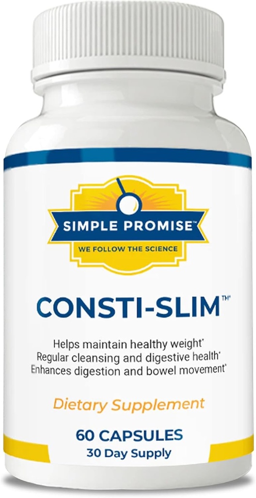 Promesa Simple - Consti-Slim - Apoyo a la Salud y Bienestar Digestivos Naturales – promueve la actividad enzimática saludable, 60 cápsulas