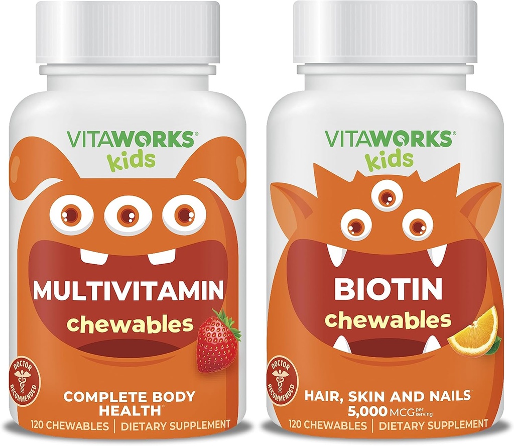 Niños multivitamin Chewables + Biotina 5000mcg Chewables Bundle