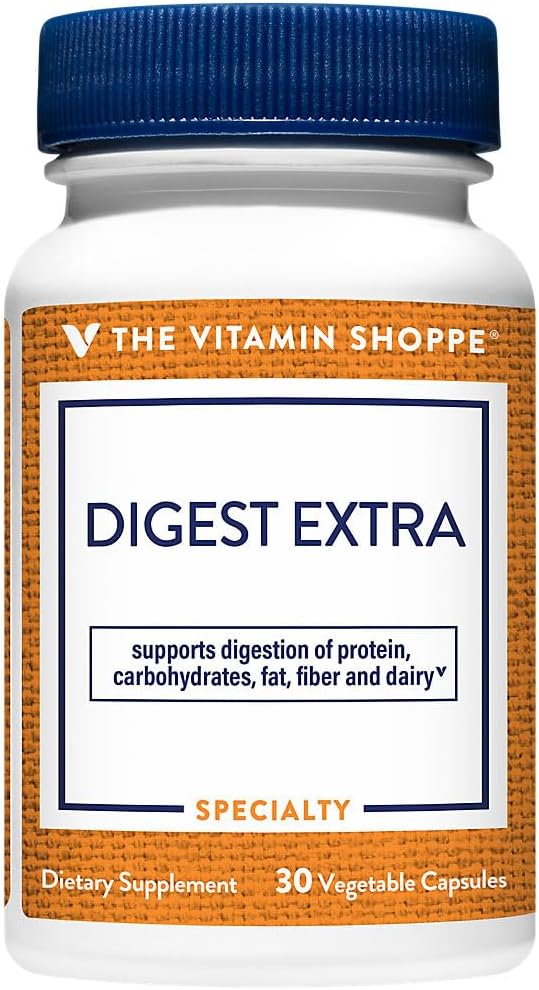 [BRSWI2Y7BF5R42DU] La vitamina Shoppe Digest Extra - Enzimas digestivas para grasas, carbohidratos y proteínas Incluyendo una ayuda digestiva para gluten y lácteos - apoya la absorción de nutrientes (30 cápsulas vegetales)