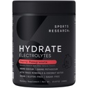 Sports Research® Hydrate Electrolytes Powder - Sin azúcar &amp; naturalmente saboreado con vitaminas, minerales y agua de coco - Soporta la hidratación - Cherry Pomegranate - 90 Servimientos