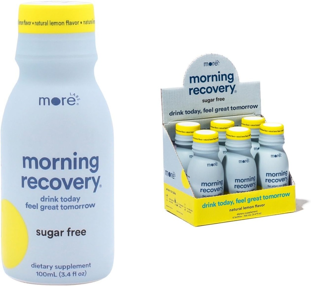 Electrolito de recuperación de la mañana, leche bebe proprio fórmula para hidratar mientras bebe, DHM líquido de alta resolución, no GMO, Vegan, libre de gluten, limón libre de azúcar, paquete de 6