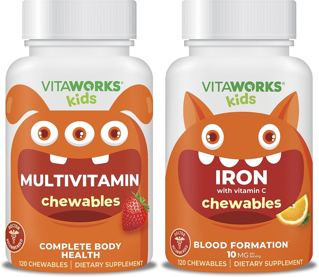 Niños multivitamin Chewables + hierro 10 mg + vitamina C Chewables Bundle