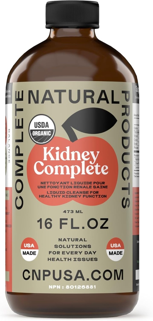 Productos naturales completos Riñón completo - 16oz Botella de vidrio, Limpiador de Riñón