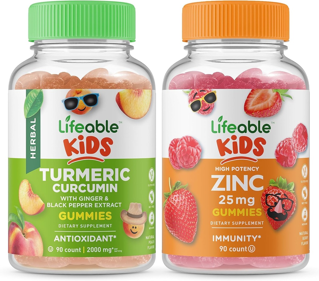 Tema vital Curcumin Kids + Zinc 25mg Kids, Gluten Free, GMO Gratis, Chewable Gummy