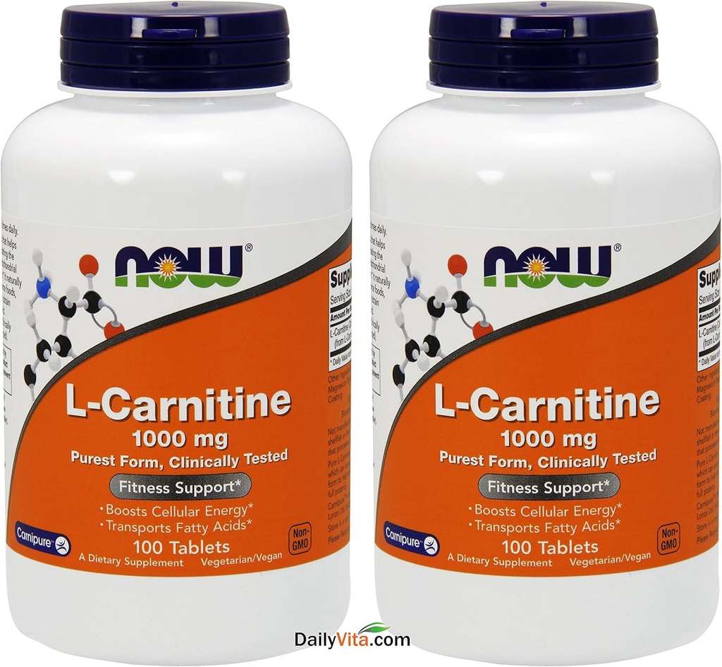 Ahora. Alimentos L- Carnitina Tartrate 1000mg, 100 Tablets (Pack of 2)