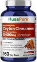 NusaPure Ceylon Cinnamon20:1 Extracto, 500 mg Equivalente a 10.000 mg Por Caps  150 Veggie Capsules ← Non-GMO, Vegan with Bioperine