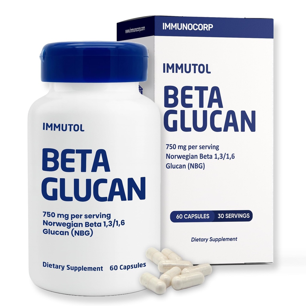 Immutol Immune Support Supplement with 750mg of Beta Glucan 1,3 1,6 - Natural Ingredients, High Potency to Boost Immunity and General Wellness, 60 Capsules (60)