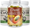 Liposomal CoQ10 800mg 2PCS Bundle con Ubiquinol CoQ10 600 MG Softgels con Omega-3 " Shilajit " PQ 1PCS