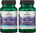 Swanson Premium Brand Extra Strength Zinc Picolinate - Forma preferida Cuerpo Cápsulas de Salud Inmunitaria - 50 mg por cápsula - 60 cápsulas, paquete de 2